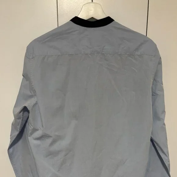 Sandro Paris Blue Contrast Collar Button Up Shirt Size Medium - Picture 4 of 11